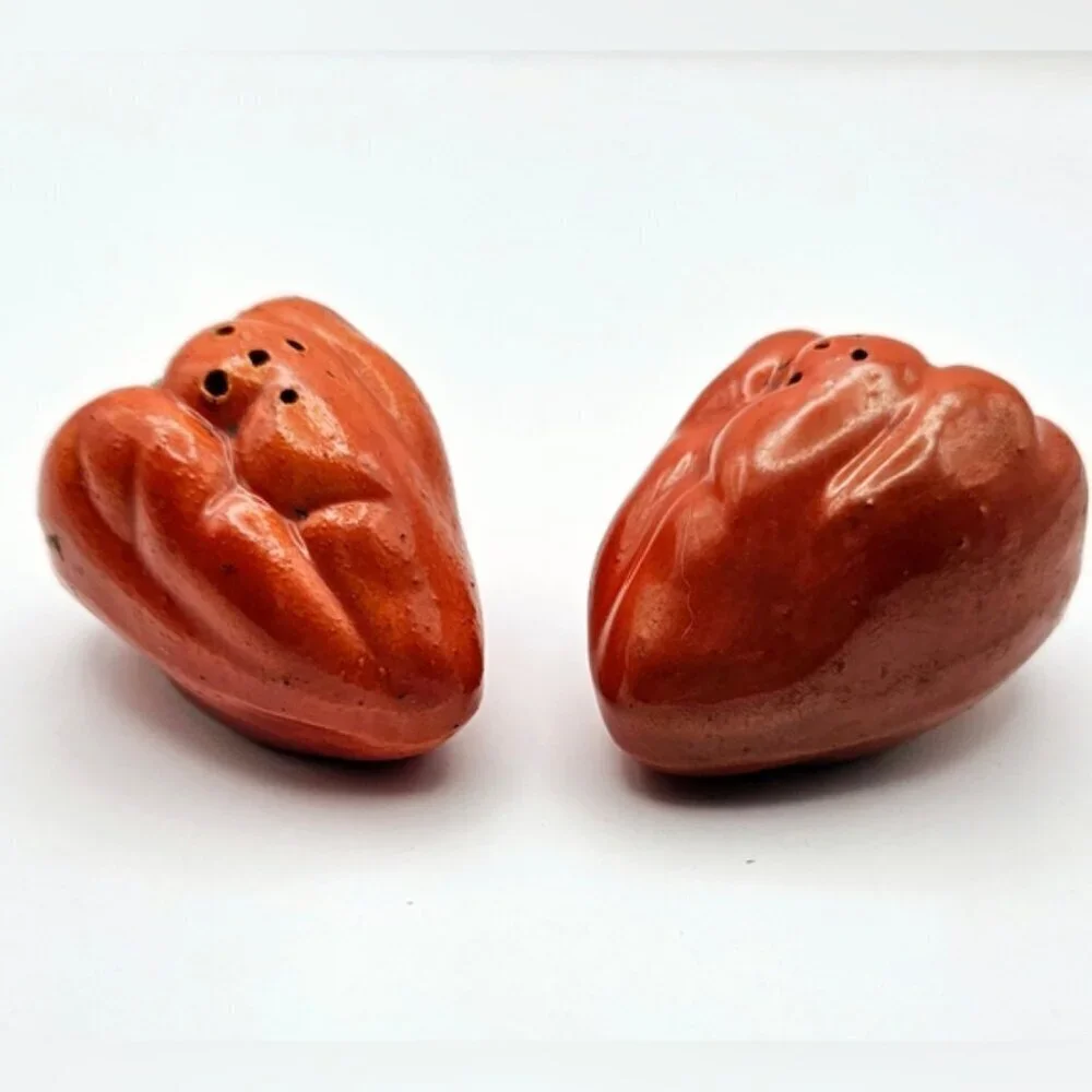 Vintage Red Bell Pepper Salt and Pepper Shakers Ceramic Farmhouse Set
